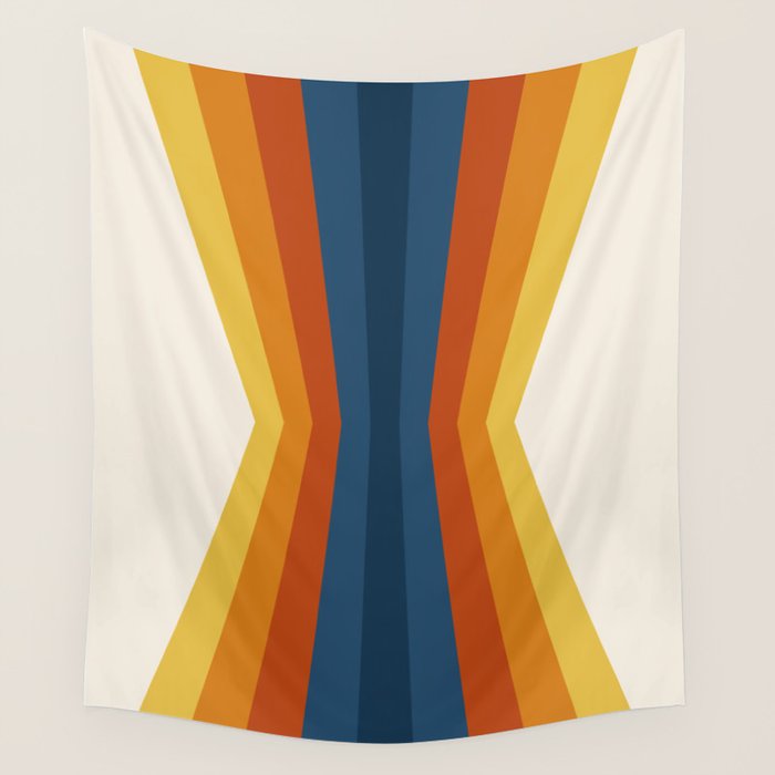 Bright 70's Retro Stripes Reflection Wall Tapestry Gallery Image 4