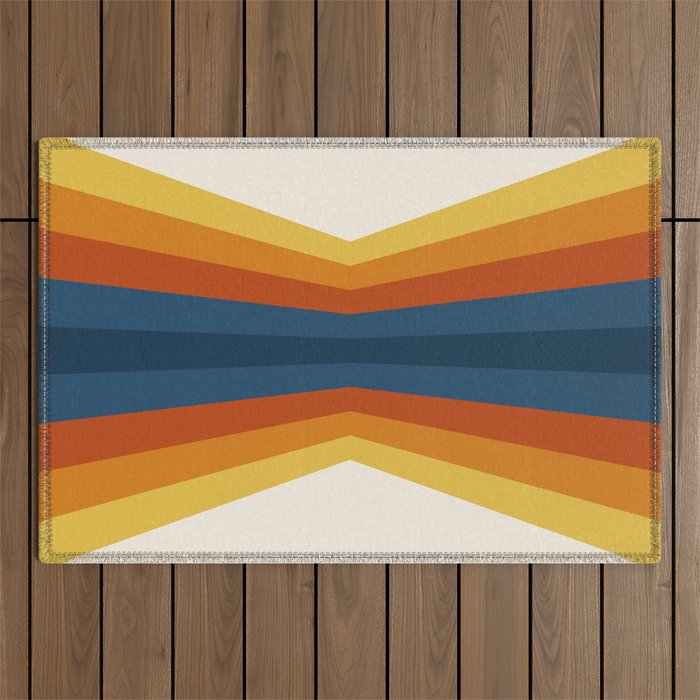 Bright 70's Retro Stripes Reflection Outdoor Rug Gallery Image 1