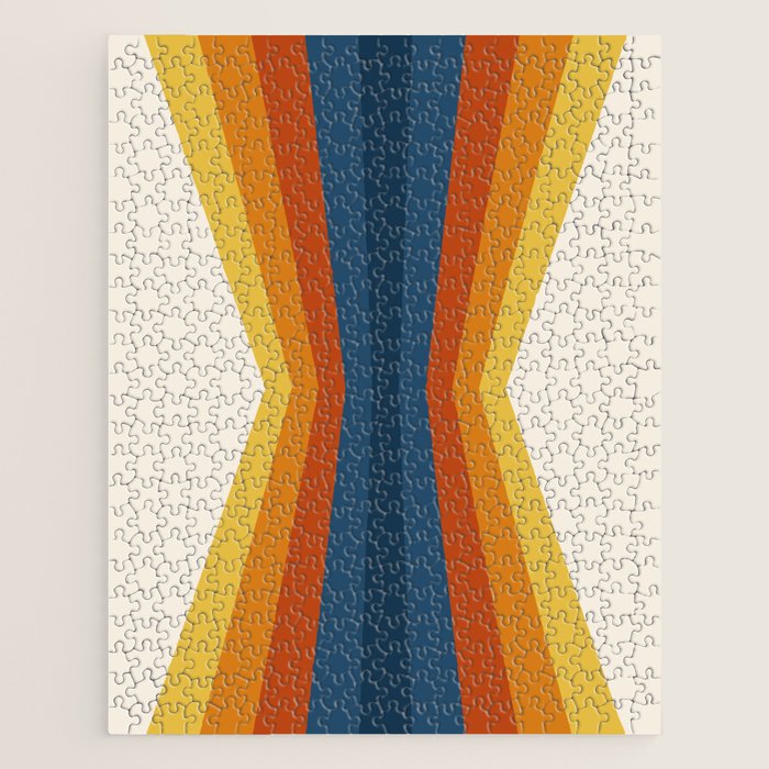 Bright 70's Retro Stripes Reflection Jigsaw Puzzle Gallery Image 1