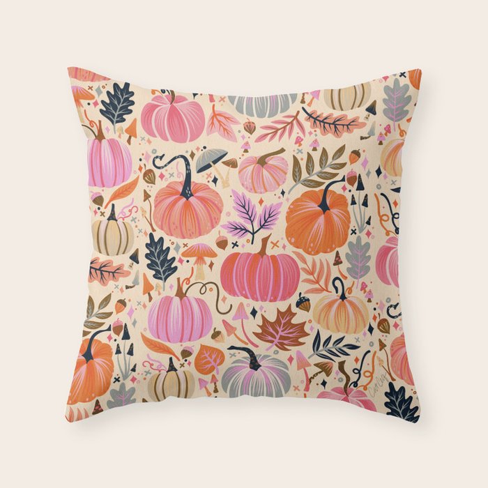 Pumpkin Confetti - Rainbow on Cream Throw Pillow Gallery Image 6