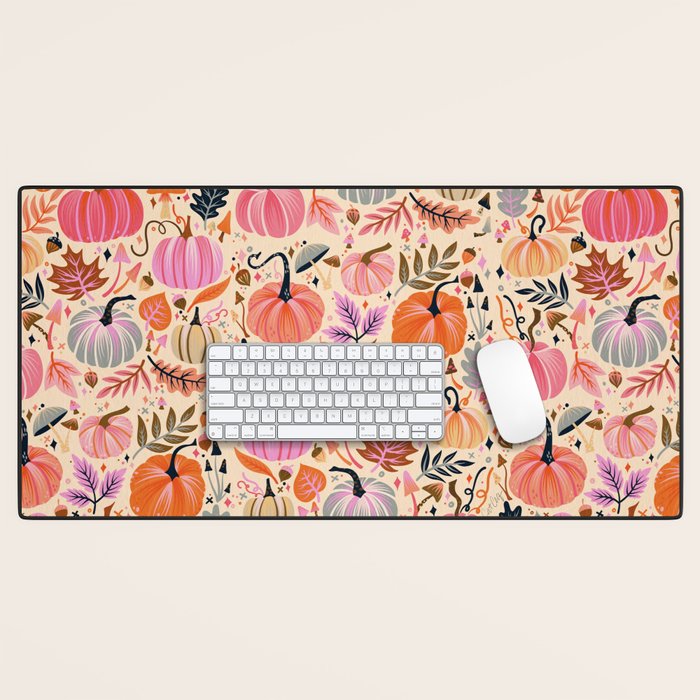 Pumpkin Confetti - Rainbow on Cream Desk Mat Gallery Image 1