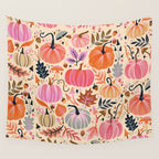 Pumpkin Confetti - Rainbow on Cream Wall Tapestry Gallery Image 4