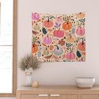 Pumpkin Confetti - Rainbow on Cream Wall Tapestry Gallery Image 2