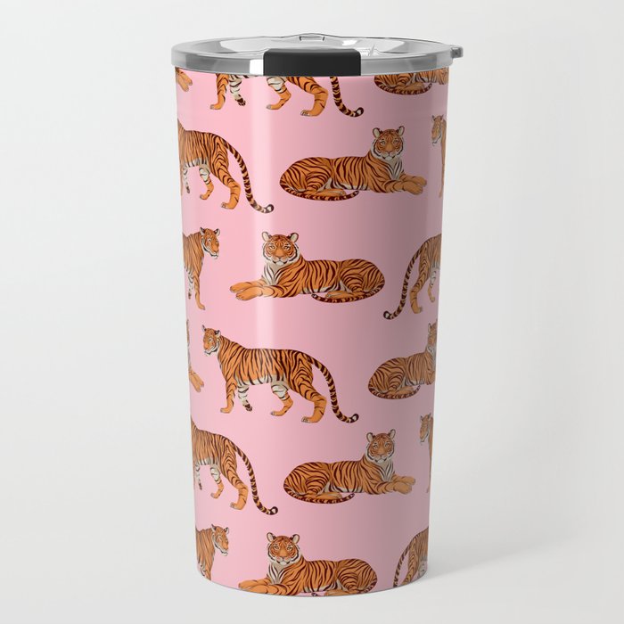 Tigers - Pink Travel Mug Gallery Image 1