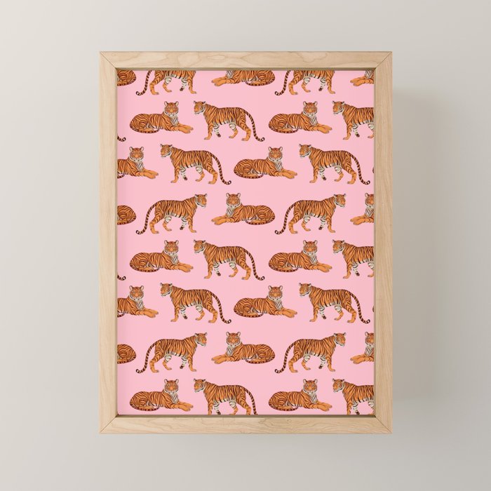 Tigers - Pink Mini Art Print Gallery Image 1