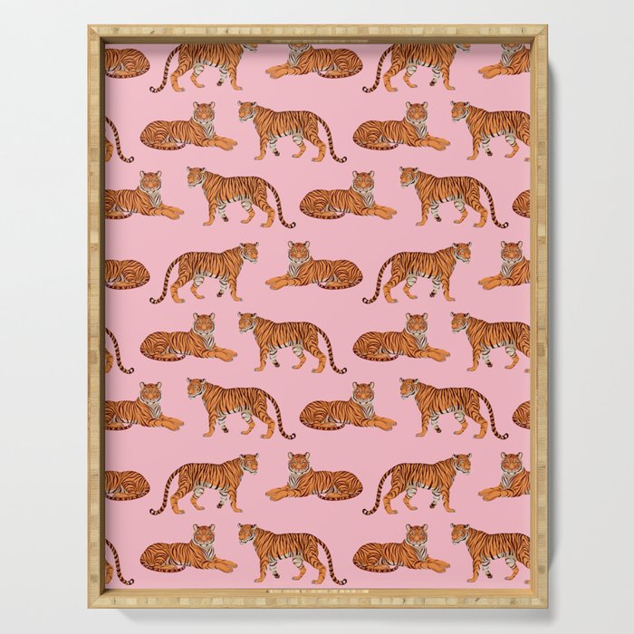 Tigers - Pink Serving Tray Gallery Image 1