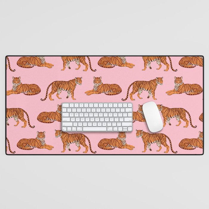 Tigers - Pink Desk Mat Gallery Image 1