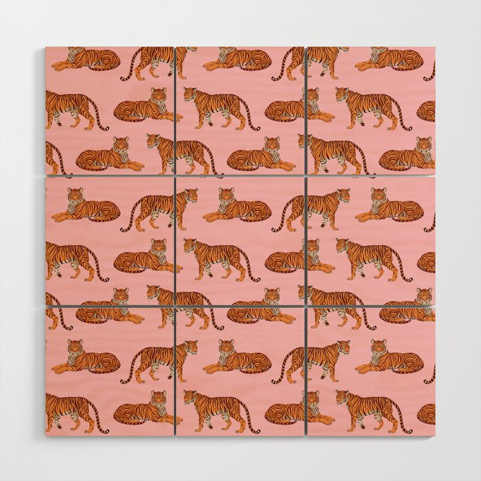 Tigers - Pink Wood Wall Art Gallery Image 1