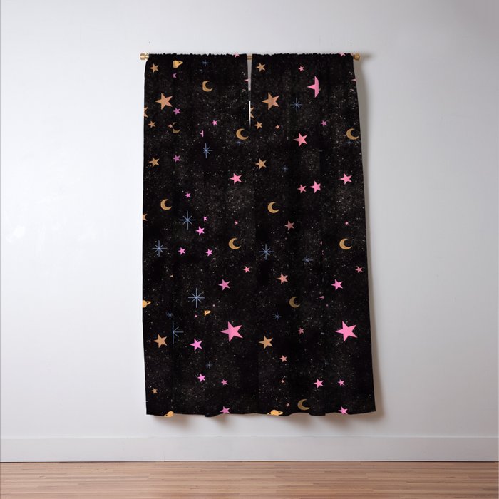 Spaces pattern with colourful stars moons and planets  Window Curtain Gallery Image 3