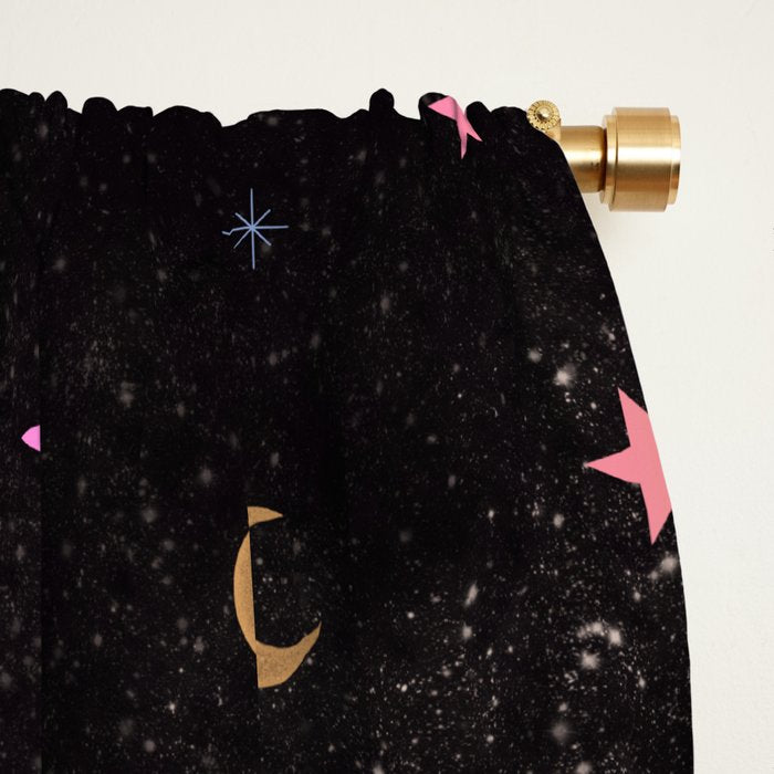 Spaces pattern with colourful stars moons and planets  Window Curtain Gallery Image 2