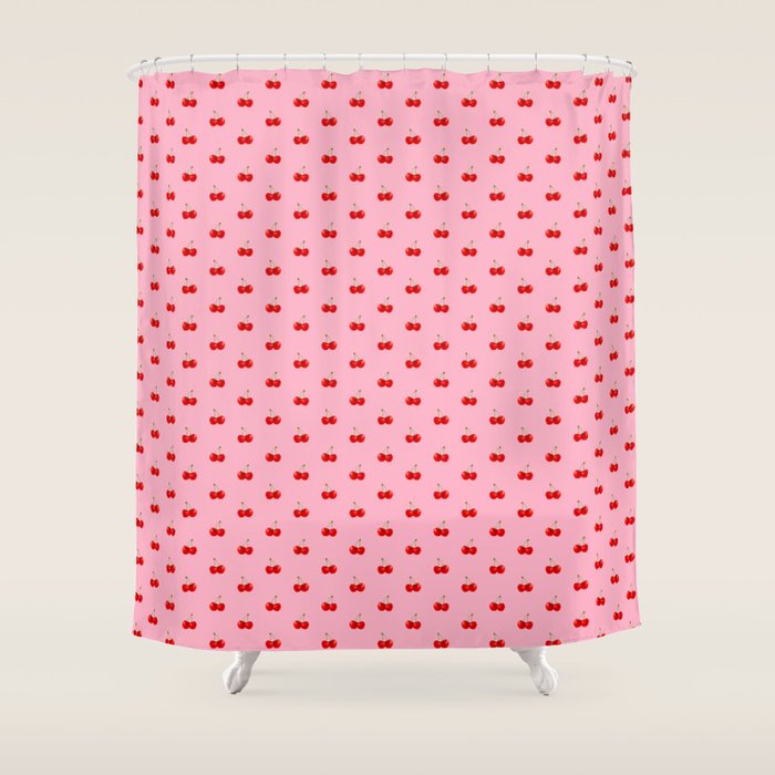 Y2K Cherries - Pink Pattern Miniature Shower Curtain Gallery Image 1