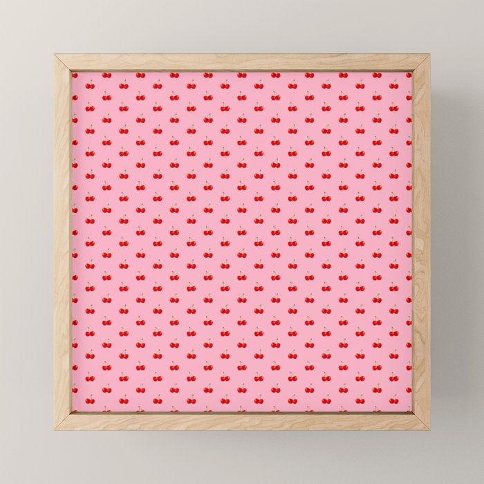 Y2K Cherries - Pink Pattern Miniature Mini Art Print Gallery Image 1