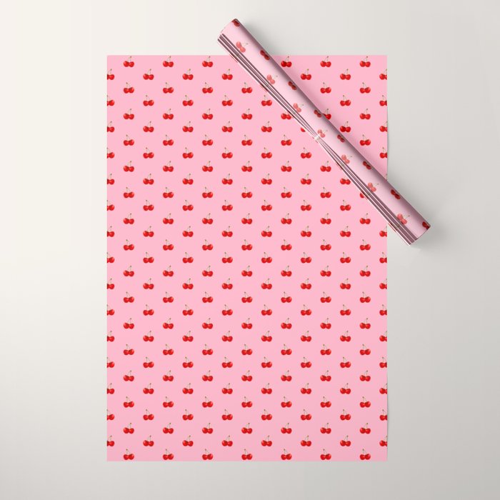 Y2K Cherries - Pink Pattern Miniature Wrapping Paper Gallery Image 1
