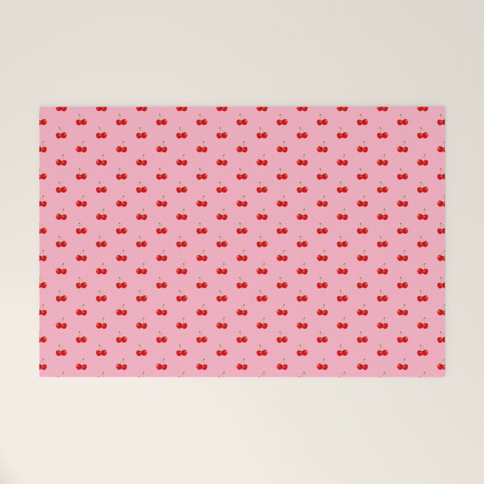 Y2K Cherries - Pink Pattern Miniature Welcome Mat Gallery Image 1