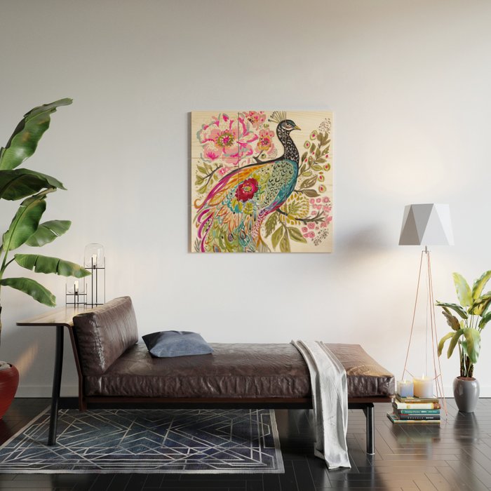 PEACOCK Wood Wall Art Gallery Image 2