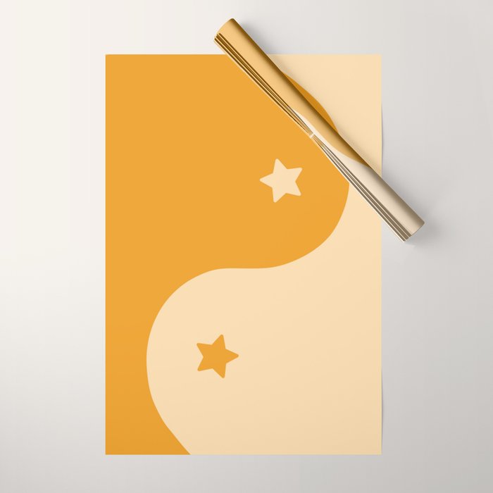 Honey Yin Yang Stars Wrapping Paper Gallery Image 1