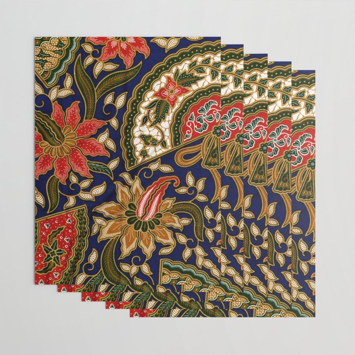 Indonesian Batik Floral Pattern With Fans Wrapping Paper Gallery Image 3
