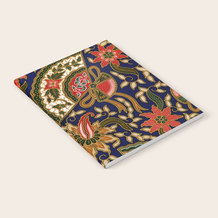 Indonesian Batik Floral Pattern With Fans Notebook Gallery Image 1