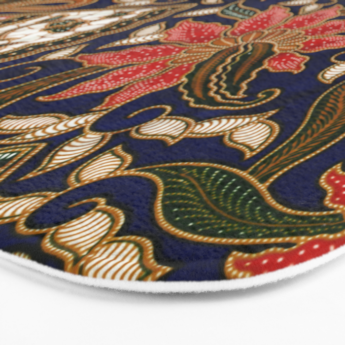 Indonesian Batik Floral Pattern With Fans Bath Mat Gallery Image 3