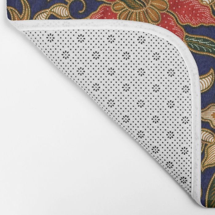 Indonesian Batik Floral Pattern With Fans Bath Mat Gallery Image 2