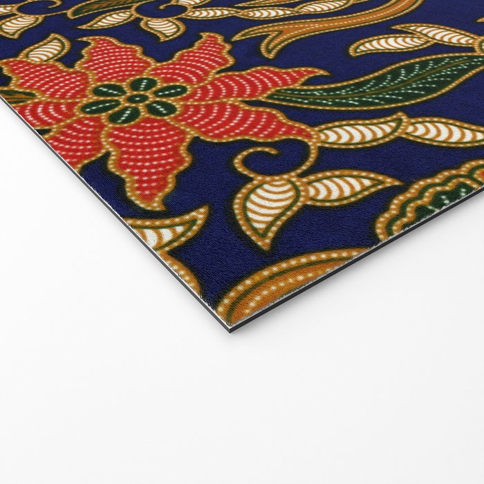 Indonesian Batik Floral Pattern With Fans Welcome Mat Gallery Image 2