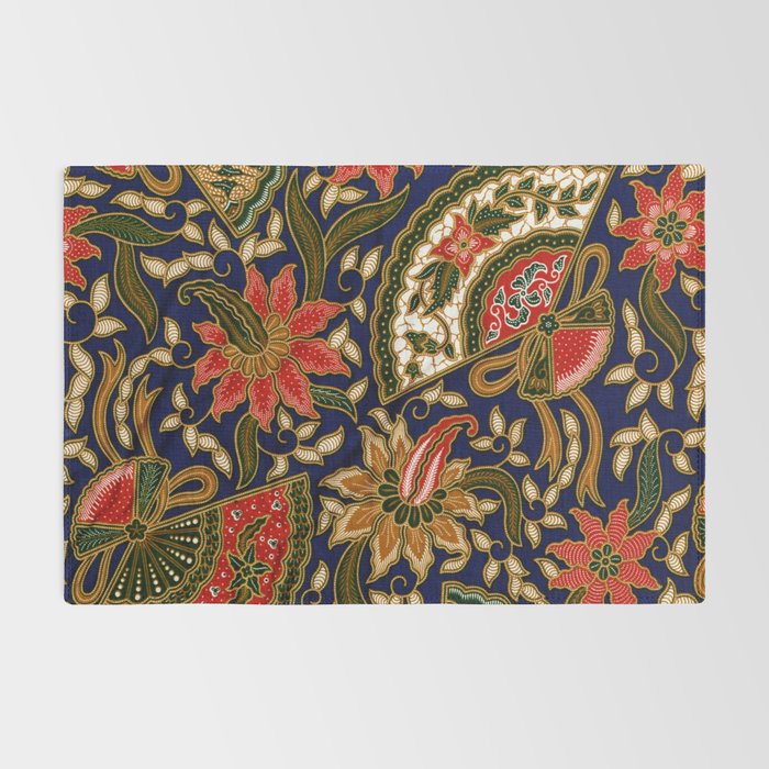Indonesian Batik Floral Pattern With Fans Rug Gallery Image 2