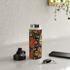 Indonesian Batik Floral Pattern With Fans Water Bottle Gallery Image 4