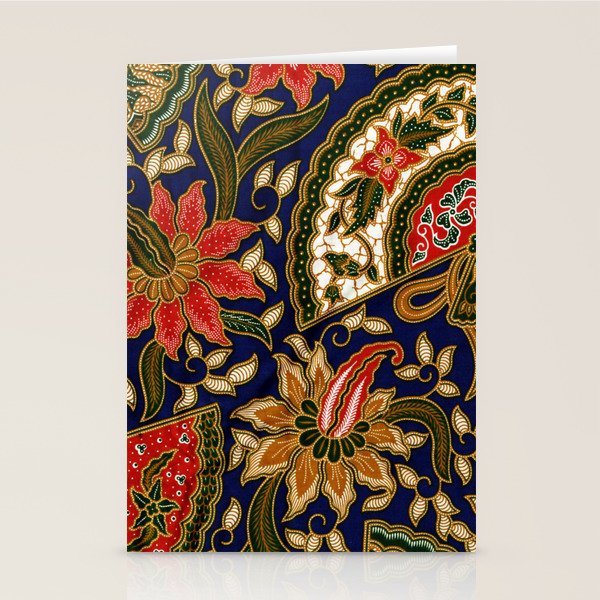 Indonesian Batik Floral Pattern With Fans Stationery Card Gallery Image 2