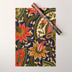Indonesian Batik Floral Pattern With Fans Wrapping Paper Gallery Image 1