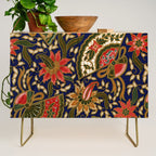 Indonesian Batik Floral Pattern With Fans Credenza Gallery Image 1