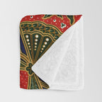 Indonesian Batik Floral Pattern With Fans Throw Blanket Gallery Image 3