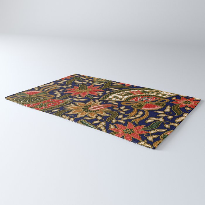 Indonesian Batik Floral Pattern With Fans Rug Gallery Image 3
