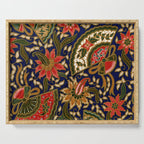 Indonesian Batik Floral Pattern With Fans Serving Tray Gallery Image 1
