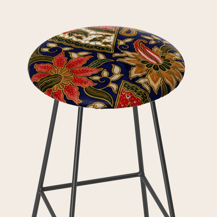 Indonesian Batik Floral Pattern With Fans Stool Gallery Image 2