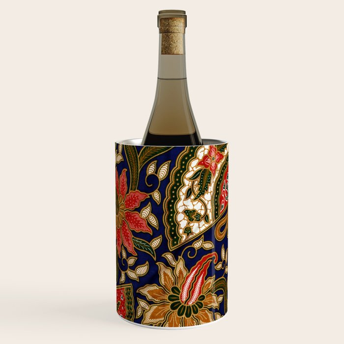 Indonesian Batik Floral Pattern With Fans Wine Chiller Gallery Image 1