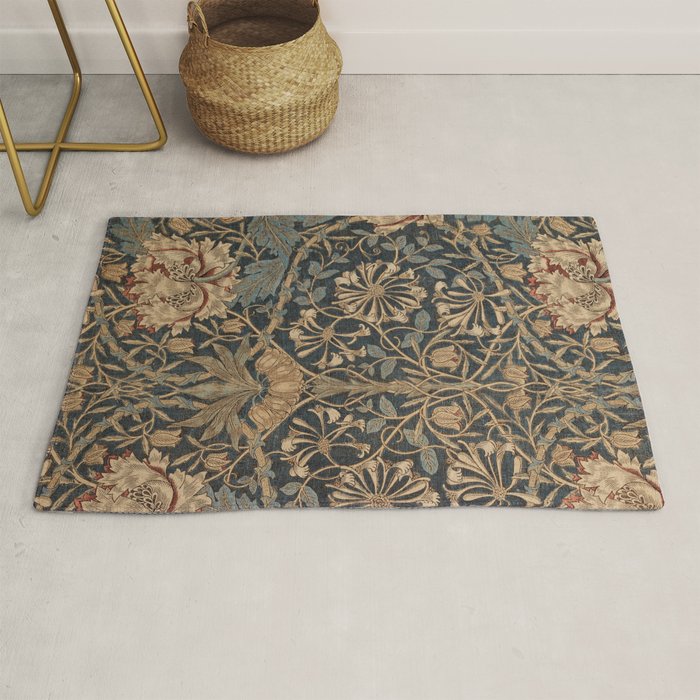 William Morris Honeysuckle Floral Rug Gallery Image 1