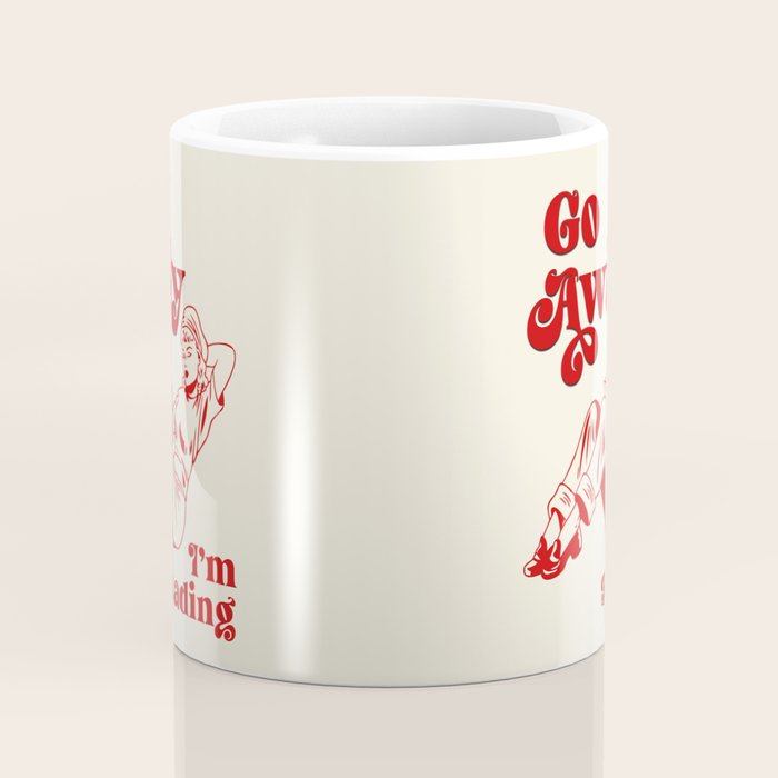Go Away I'm Reading - Funny Quote, Retro Typography Coffee Mug Gallery Image 4