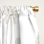 White on White Floral Botanical Wild Daisies Cottage Pattern Window Curtain Gallery Image 2