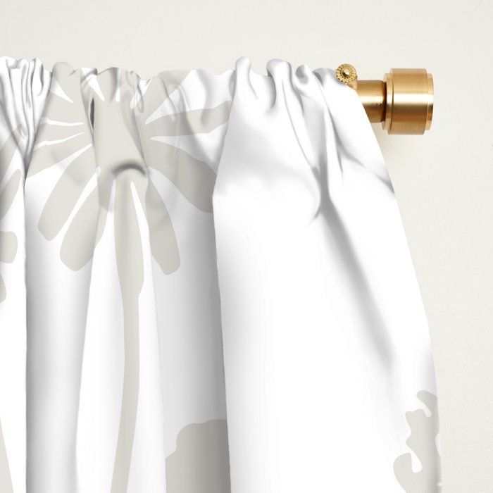 White on White Floral Botanical Wild Daisies Cottage Pattern Window Curtain Gallery Image 2