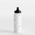 White on White Floral Botanical Wild Daisies Cottage Pattern Water Bottle Gallery Image 3