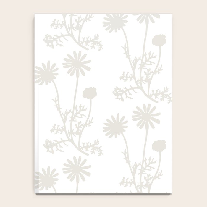White on White Floral Botanical Wild Daisies Cottage Pattern Notebook Gallery Image 4