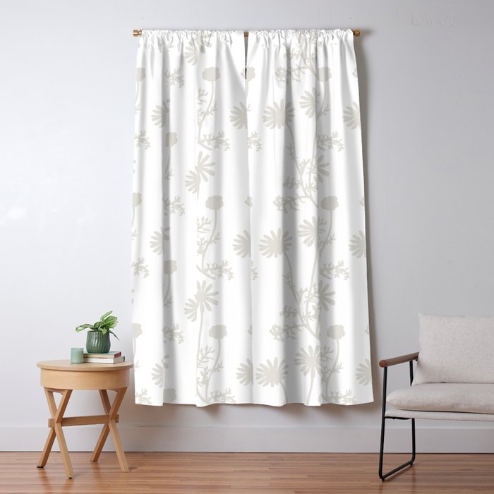 White on White Floral Botanical Wild Daisies Cottage Pattern Window Curtain Gallery Image 5