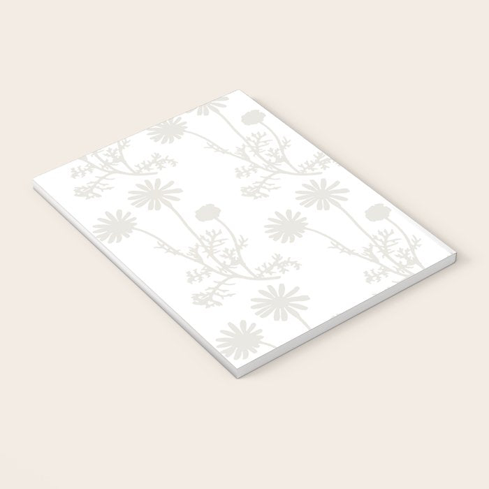 White on White Floral Botanical Wild Daisies Cottage Pattern Notebook Gallery Image 3