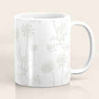 White on White Floral Botanical Wild Daisies Cottage Pattern Coffee Mug Gallery Image 1
