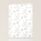 White on White Floral Botanical Wild Daisies Cottage Pattern Stationery Card Gallery Image 2