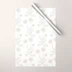 White on White Floral Botanical Wild Daisies Cottage Pattern Wrapping Paper Gallery Image 1