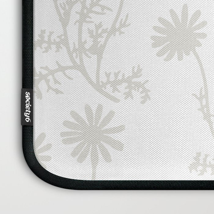 White on White Floral Botanical Wild Daisies Cottage Pattern Laptop Sleeve Gallery Image 3