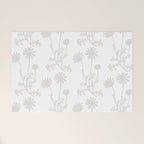 White on White Floral Botanical Wild Daisies Cottage Pattern Welcome Mat Gallery Image 1