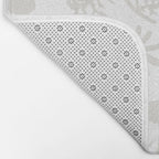 White on White Floral Botanical Wild Daisies Cottage Pattern Bath Mat Gallery Image 2