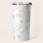 White on White Floral Botanical Wild Daisies Cottage Pattern Travel Mug Gallery Image 2